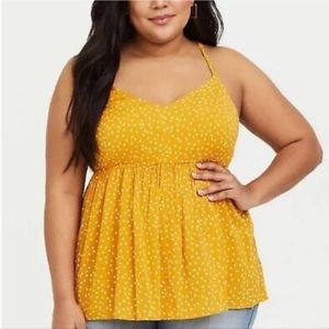 Torrid Yellow Dot Stretch Peplum Cami Large Top 0